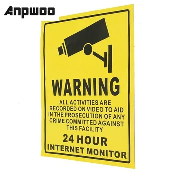20*25cm מעקב סימן אזהרה מדבקה 24 שעות הצג התראה קיר מדבקה מצלמות במעגל סגור, מערכת מצלמות אבטחת וידאו המדבקה מדבקה.