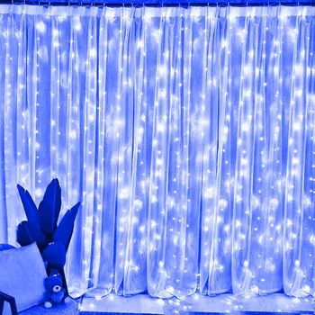 LED מחרוזת אורות חג מולד קישוט שלט רחוק USB החתונה גרלנד וילון 6M מנורת החג עבור חדר השינה הנורה חיצונית פיות
