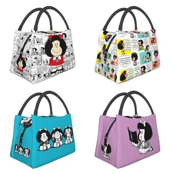 Mafalda-fiambrera דה dibujos animados פארא mujer, bolsa de almuerzo קון aislamiento térmico, reutilizable, multifunción, דה viaj
