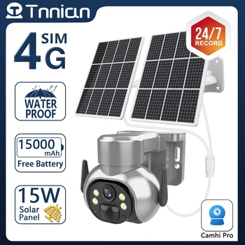 Tnnian 8MP 4G סולארית חיצונית מצלמה כפולה סולארית חכמה PIR האנושי זיהוי 24h הקלטה WIFI אבטחה המצלמה PTZ Camhi Pro