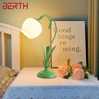 מעגן נורדי LED מנורת שולחן יצירתי ירוק משובח זכוכית השולחן תאורה בעיצוב מודרני הביתה הסלון לחדר השינה ליד המיטה