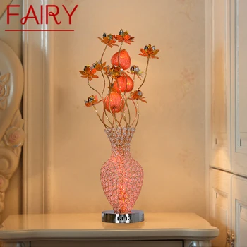 פיות מודרני פרחים אדומים מנורת שולחן אופנתי אמנות הסלון חדר השינה החתונה LED אלומיניום חוט שולחן אור