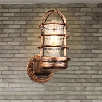 רטרו סגנון תעשייתי מנורת קיר אמריקאי פשוט בר קפה במעבר מרפסת מחסן מוסך מדרגות מנורת קיר עם כיסוי זכוכית