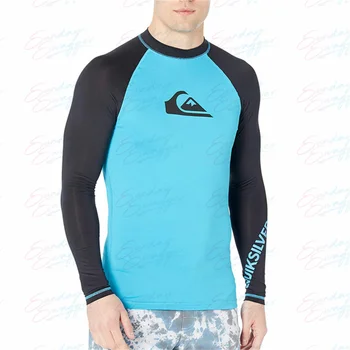 שחייה חולצת בגד ים לגברים הגנת UV החוף פריחה שומר בגדי ים צלילה Rashguard שרוול ארוך בגד ים גלישה לגלוש טי-שירט